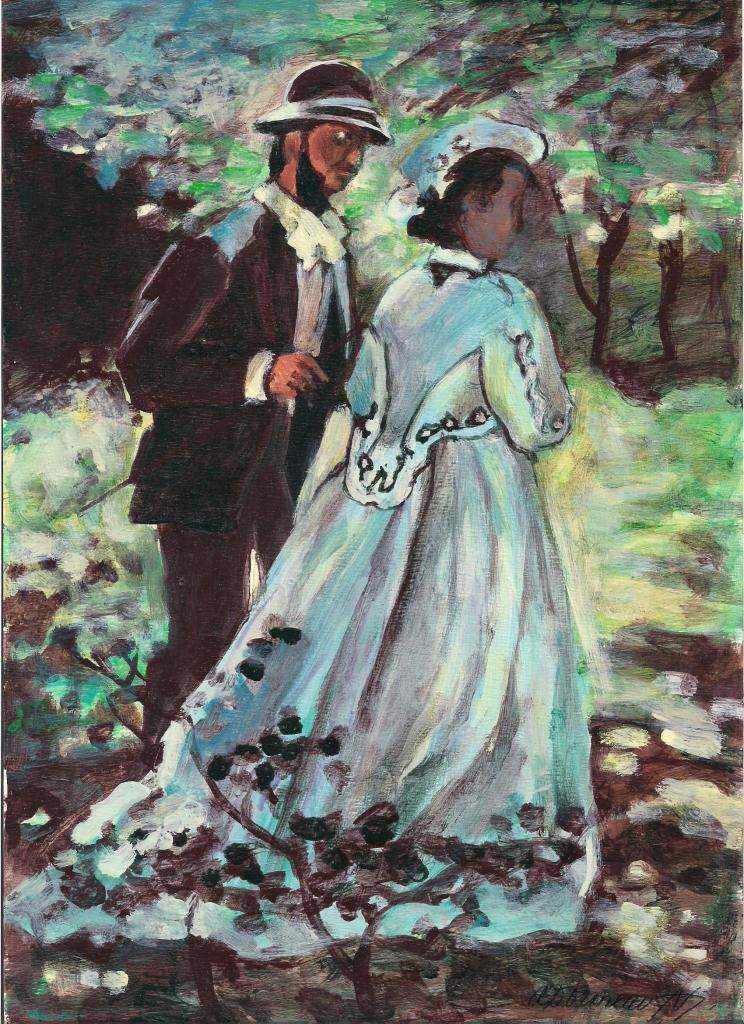 peinture AVD aprés C. Monet Basille et Camille3.08.2013 001